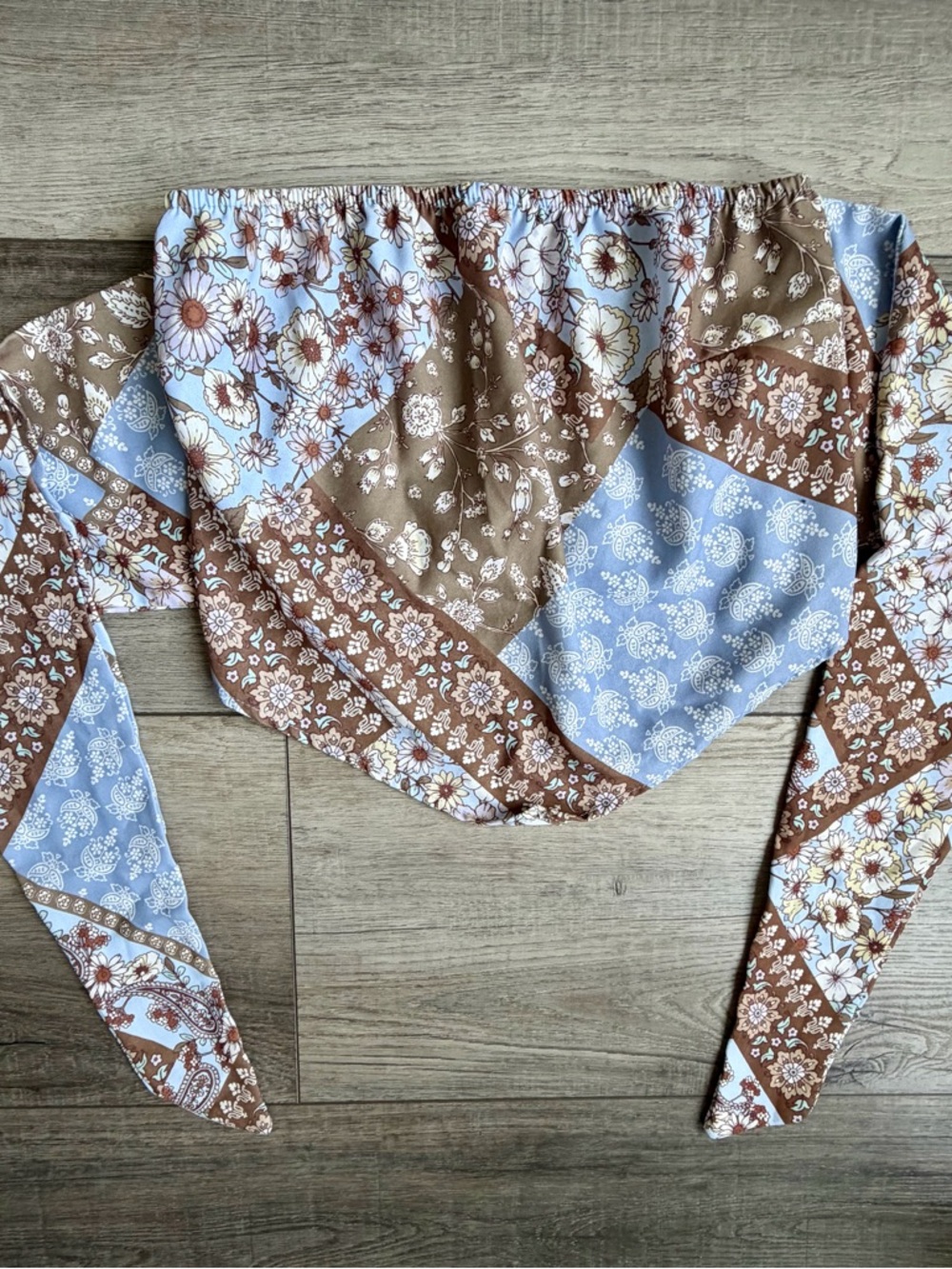 Altar'd State Patchwork Floral Boho Style Crop Top Summer Party Medium Blouse